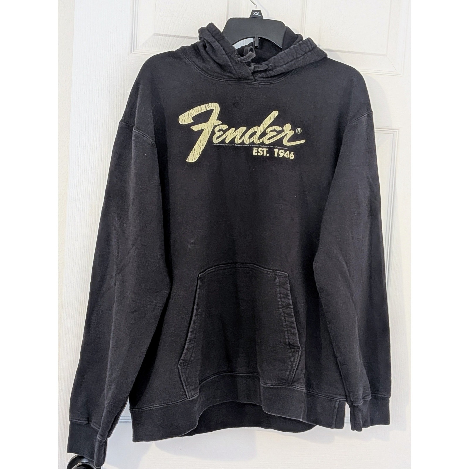 Fender Guitar Hoodie Mens Xl Black Port & Company Graphic Sweatshirt